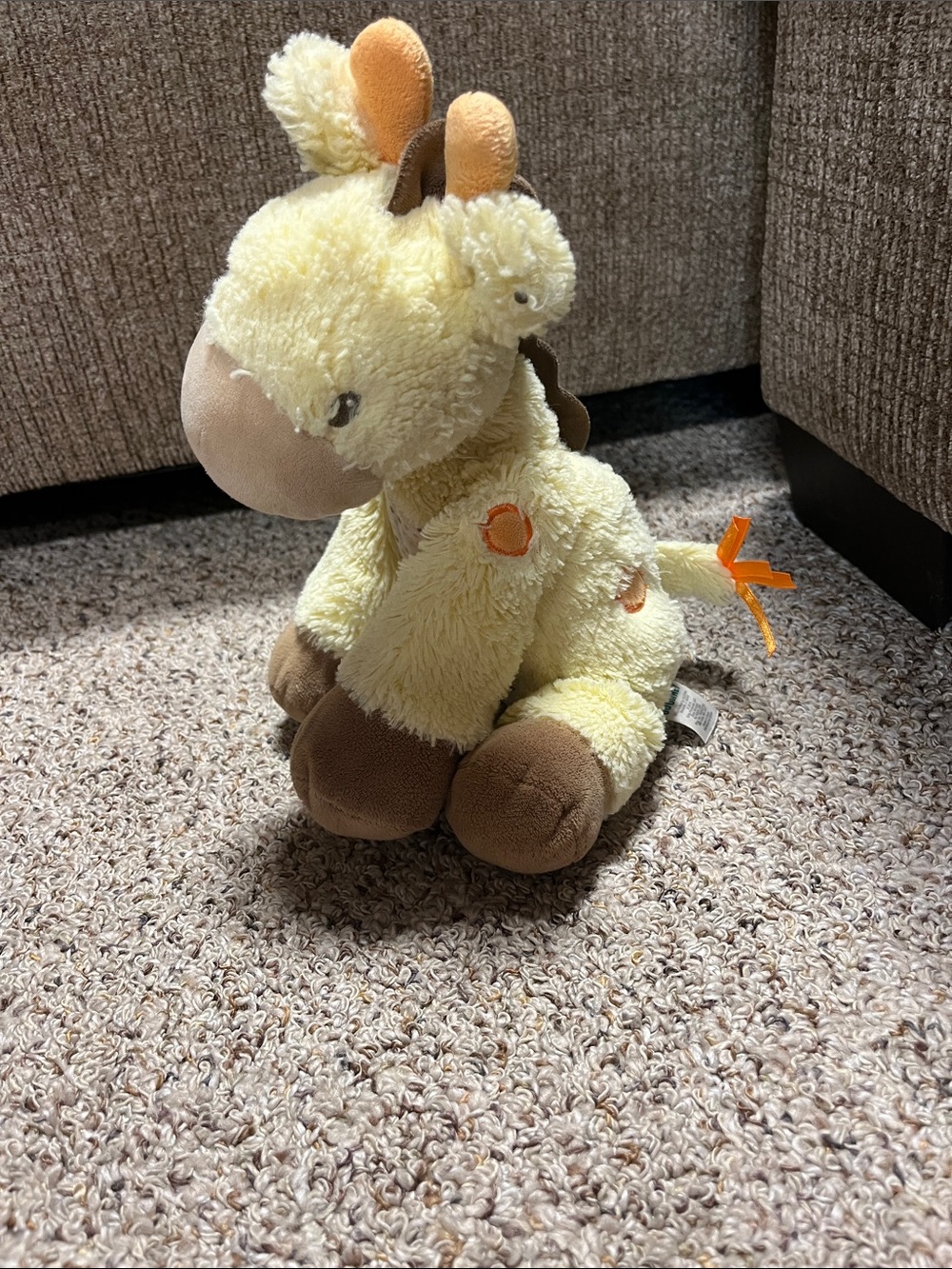 Little journey Yellow and Brown Giraffe Stuffed Animal with Orange Accents